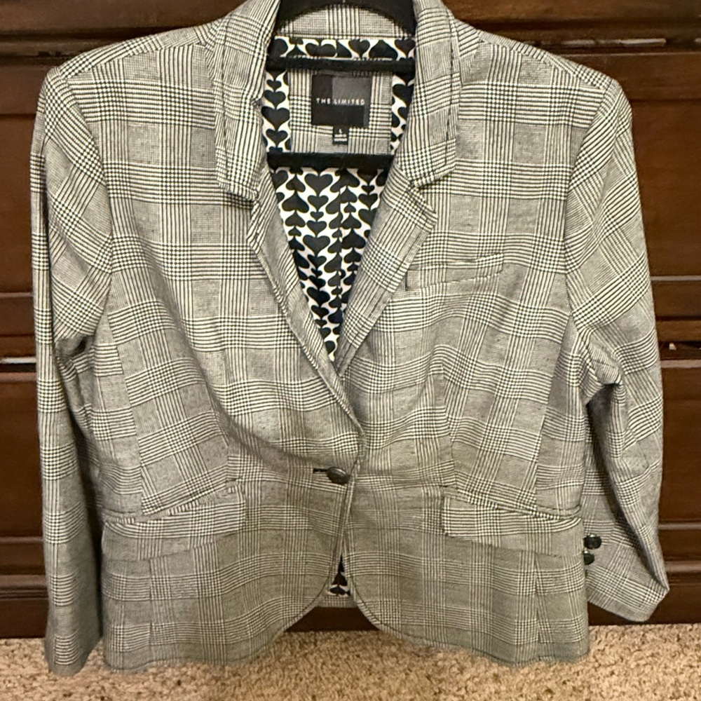 The Limited Black and White Checkered Blazer